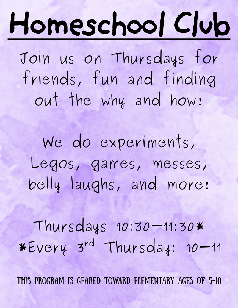 Homeschool Club - Waynesville Library Homeschool Club - Waynesville Library